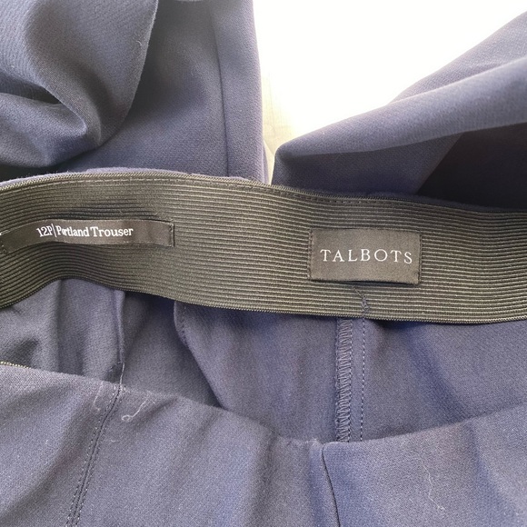 Talbots Portland Trouser Women's Size 12 P Navy Wide Leg Side Zip Dress Crops - Picture 6 of 10